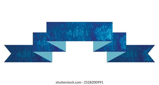 Conjunto de fitas planas azuis isoladas sobre fundo branco. Ilustração vetorial do banner da faixa de opções. Rendas de aquarela.