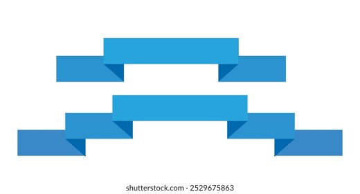 Set of blue flat ribbons isolated on white background. Ribbon banner vector illustration. Watercolor lace.