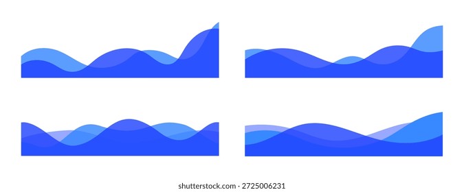 Conjunto de separador de pie de página azul, Ilustración vectorial de forma de divisor moderno