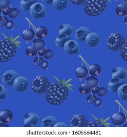 a set blue fruits seamless pattern