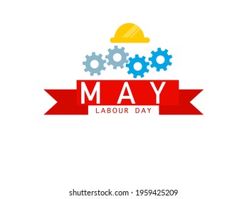 Set of blue gears representing work, on a banner that says Labor Day