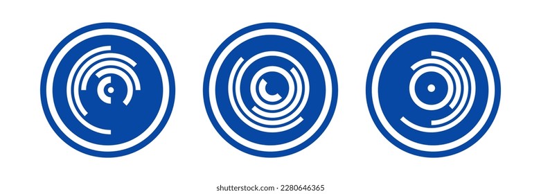 Set of Blue Geometric Circular Rotation Elements for Logo Design. Abstract Circle Icons. Vector Art.