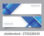 Set of blue geometric diagonal banner for presentation or business template background