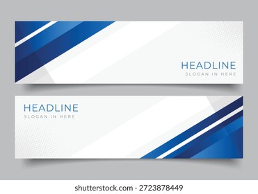 Satz von blauen geometrischen diagonalen Banner für Präsentation oder Business-Vorlage horizontalen Hintergrund