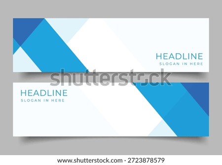 set of blue geometric diagonal banner for presentation business template background