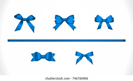 Set of blue gift bows and ribbon. Concept for invitation, banners, gift cards, congratulation or website layout vector.