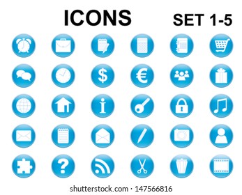 Set Blue Glossy Round Icons Stock Vector (Royalty Free) 147566816 ...
