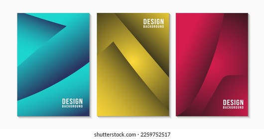 Set of Blue, Gold and Red Graident Abstract Geometric Background Template Illustration. Suitable For Your Banner, Poster, and Cover. Vector Eps 10