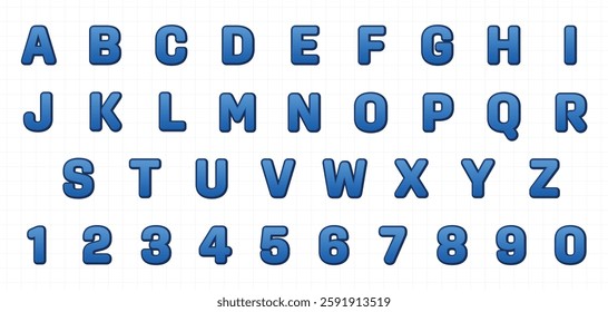 set of blue gradient font style effect