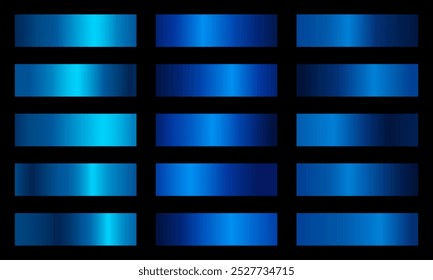 Set of Blue gradient metallic shiny design banner decoration,blue gradient texture background