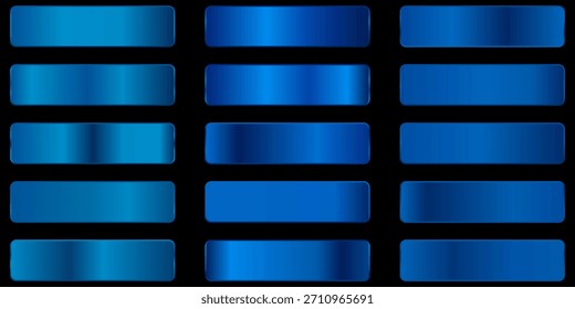 Set von Blue Farbverlauf metallisch glänzend Design Banner Dekoration, blaue Farbverlauf Textur Hintergrund