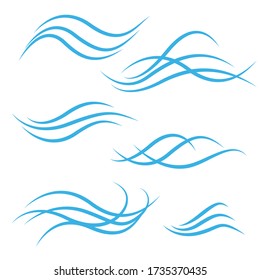 A set of blue graphic waves. Vector design elements.