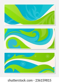 Set of blue and green abstract backgrounds for website, banners or identity.