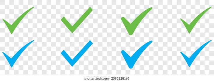 set of blue and green checkmark icon. correct, accept checkmark icons. tick marks icon set. approved symbol. vector isolated eps 10.