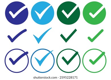 set of blue and green checkmark icon. correct, accept checkmark icons. tick marks icon set. approved symbol. vector isolated eps 10.