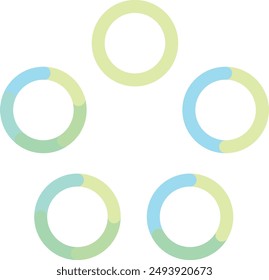 Set of blue and green circular flowcharts