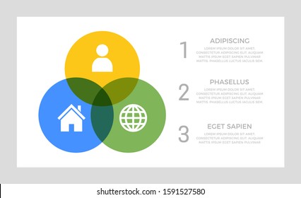 Set of blue, green and orange elements for infographic presentation slides with charts, graphs, steps, circles.