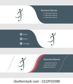 Set of blue grey banner, horizontal business banner templates. Banners with template for text and football soccer symbol. Classic and modern style. Vector illustration on grey background