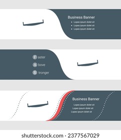 Set of blue grey banner, horizontal business banner templates. Banners with template for text and two-handed saw. Classic and modern style. Vector illustration on grey background