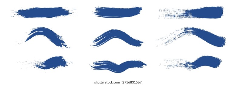 Set von blauen Grunge-Rändern. Isolierte Stock-Vektorgrafik . Markerstift oder Pinselstriche und Bindestriche.  10 EPS