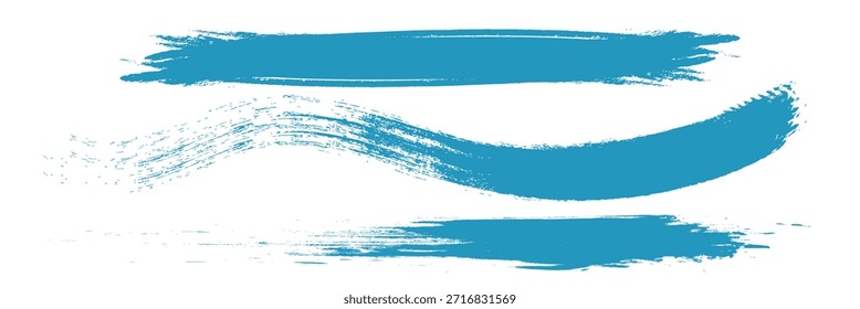 Conjunto de bordes grunge azules. Diseño de Vector de stock aislado . Rotulador o pinceladas y guiones. eps 10