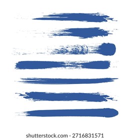 Set von blauen Grunge-Rändern. Isolierte Stock-Vektorgrafik . Markerstift oder Pinselstriche und Bindestriche.  10 EPS