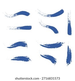 Set von blauen Grunge-Rändern. Isolierte Stock-Vektorgrafik . Markerstift oder Pinselstriche und Bindestriche.  10 EPS