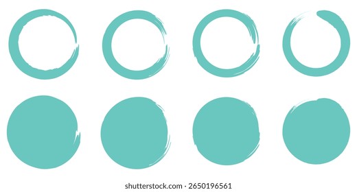Satz von Blauen Grunge Kreis Pinsel Vektorgrafik. Abstrakte blaue Farbe Pinselstrich Kreise Pack. Satz von blauem Bürstenkreis. bemalten Kreis Bürste Briefmarken .