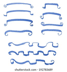 A set of  blue grunge vector strokes eps 10