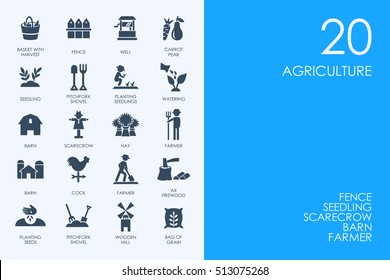 Set of BLUE HAMSTER Library agriculture icons