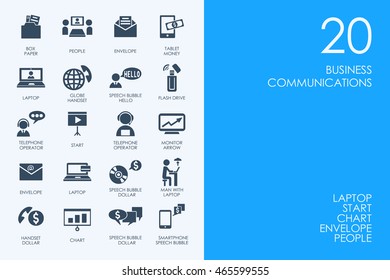 Set of BLUE HAMSTER Library business communications icons