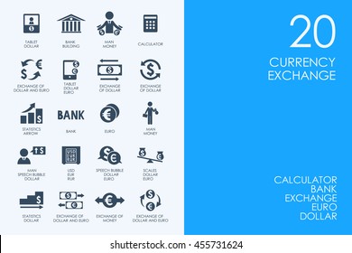 Set of BLUE HAMSTER Library currency exchange icons