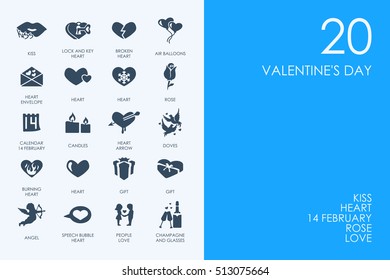 Set of BLUE HAMSTER Library Valentineâ??s Day icons