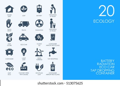 Set of BLUE HAMSTER Library ecology icons