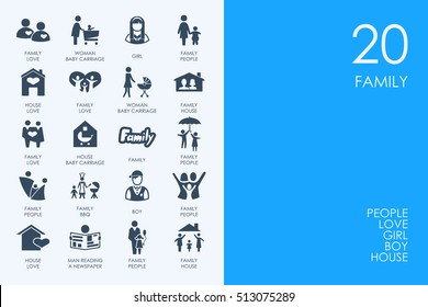 Set of BLUE HAMSTER Library family icons