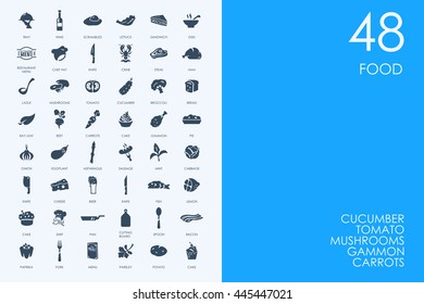 Set of BLUE HAMSTER Library food icons