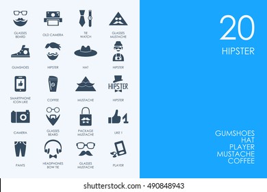 Set of BLUE HAMSTER Library hipster icons