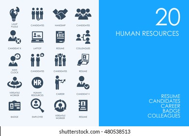 Set of BLUE HAMSTER Library human resources icons