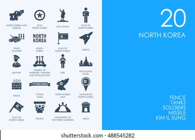 Set of BLUE HAMSTER Library North Korea icons