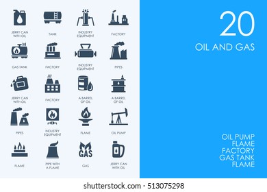 Set of BLUE HAMSTER Library oil and gas icons
