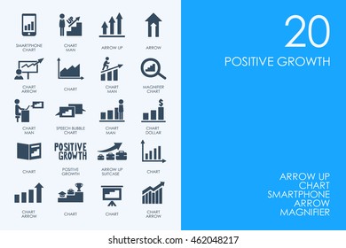 Set of BLUE HAMSTER Library positive growth icons
