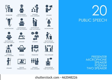 Set of BLUE HAMSTER Library public speech icons