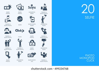 Set of BLUE HAMSTER Library selfie icons