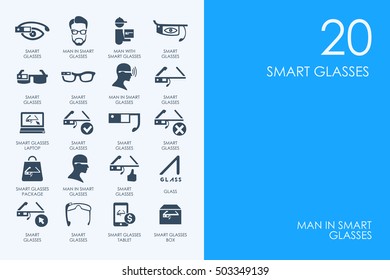 Set of BLUE HAMSTER Library smart glasses icons