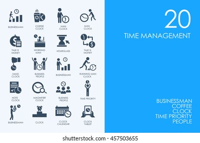 Set of BLUE HAMSTER Library time management icons