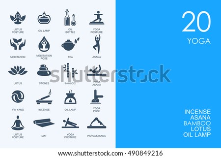 Set of BLUE HAMSTER Library yoga icons