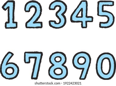 Set of blue hand-painted numbers