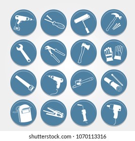 Set of blue handyman/construction tools icons.Vector illustration.