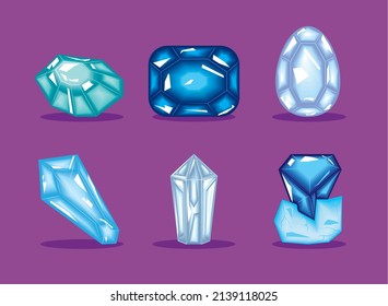 conjunto de cristales de curación azules
