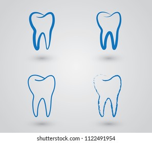 A set of blue healthy tooth logo for dental clinics vector illustration